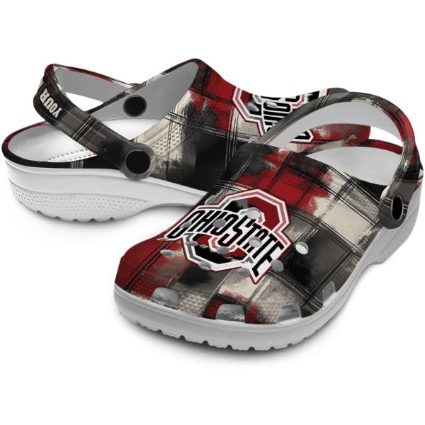 Ohio State Buckeyes Plaid Fusion Crocs Premium grade