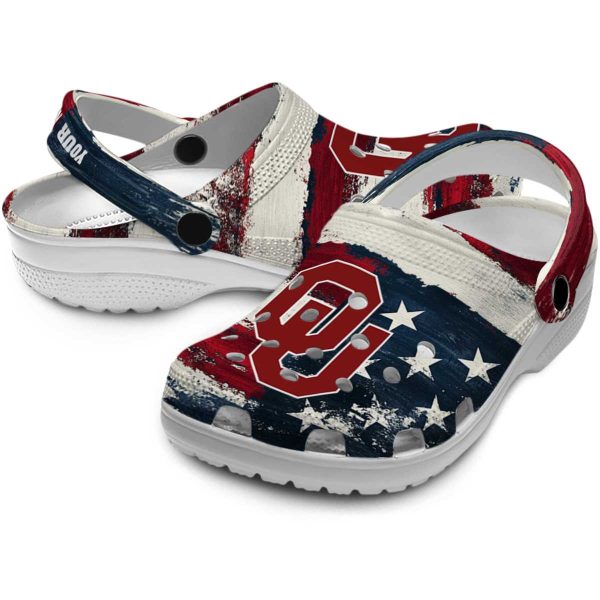 Oklahoma Sooners Patriotic Stripes Crocs Premium grade