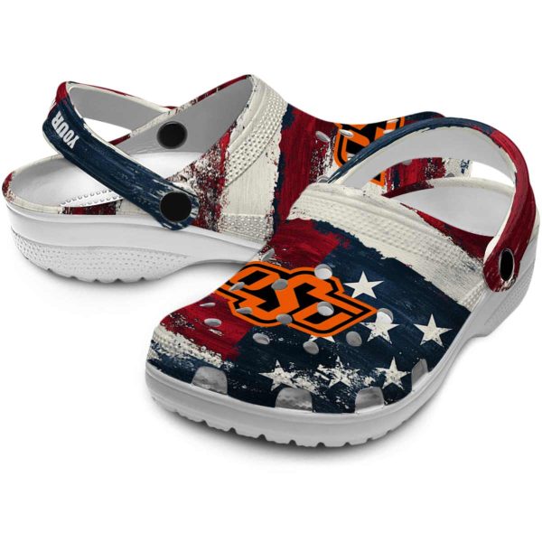 Oklahoma State Cowboys Patriotic Stripes Crocs Premium grade