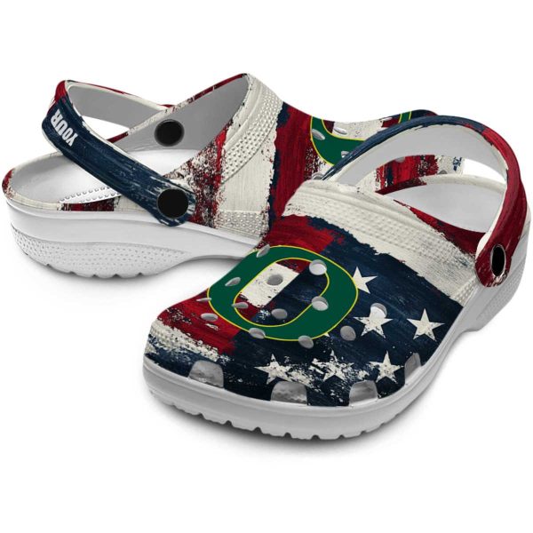Oregon Ducks Patriotic Stripes Crocs Premium grade