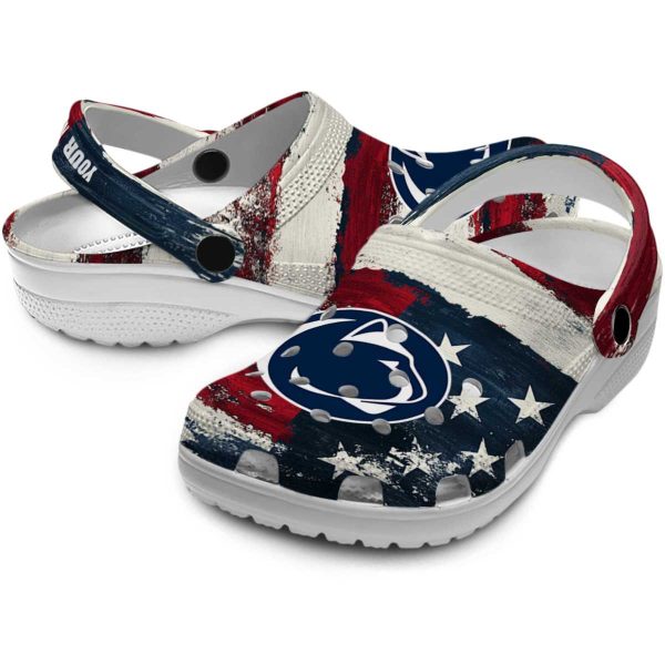 Penn State Nittany Lions Patriotic Stripes Crocs Premium grade