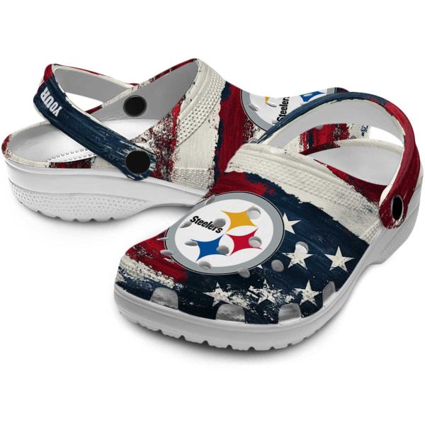 Pittsburgh Steelers Patriotic Stripes Crocs Premium grade