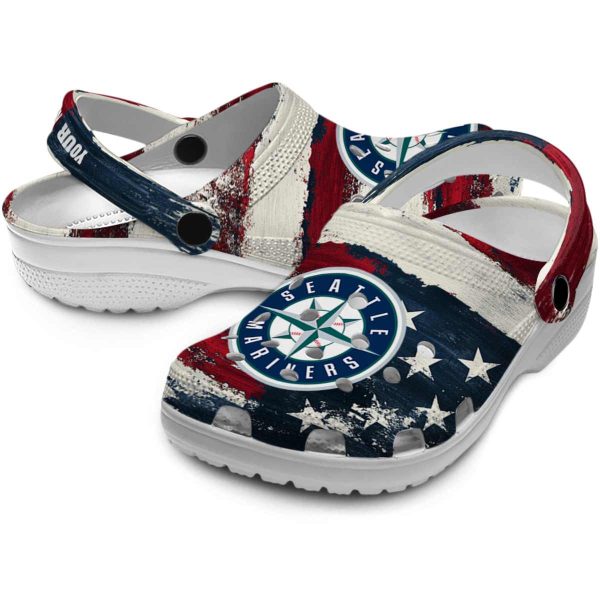 Seattle Mariners Patriotic Stripes Crocs Premium grade