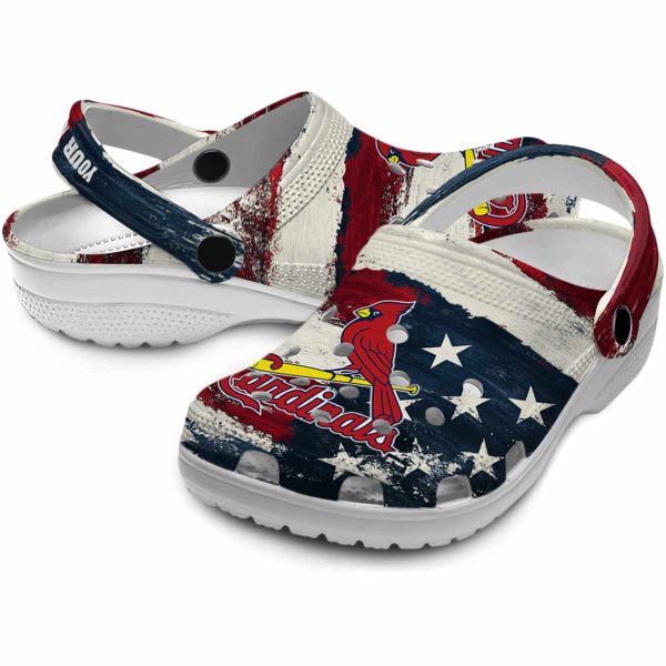 St Louis Cardinals Patriotic Stripes Crocs Premium grade