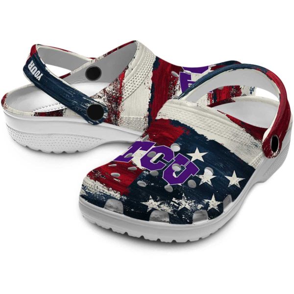 TCU Horned Frogs Patriotic Stripes Crocs Premium grade