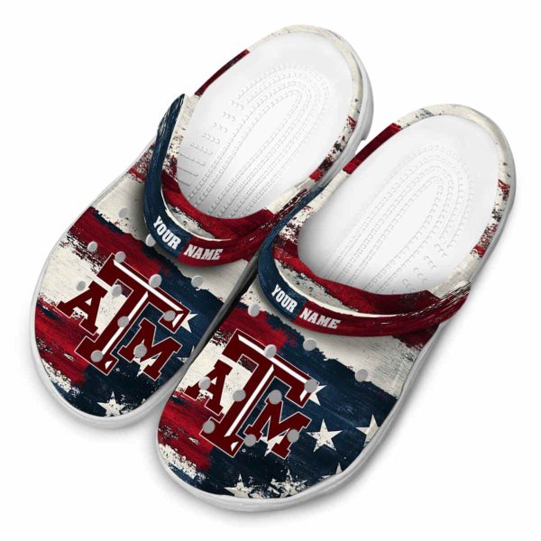 Texas AM Aggies Patriotic Stripes Crocs Top rated
