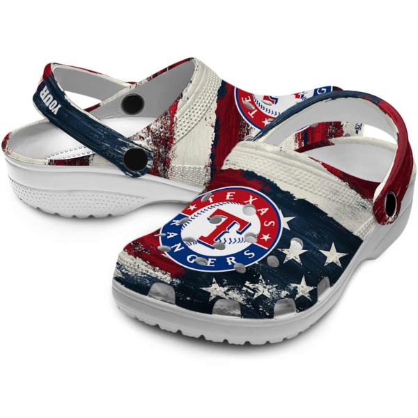 Texas Rangers Patriotic Stripes Crocs Premium grade
