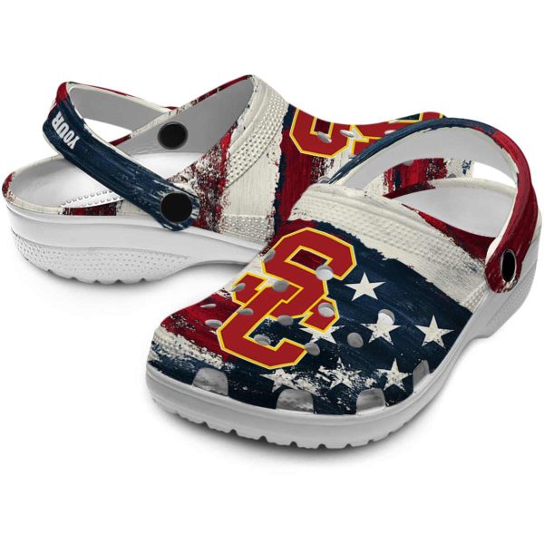USC Trojans Patriotic Stripes Crocs Premium grade