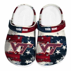 Virginia Tech Hokies Patriotic Stripes Crocs Fashion forward