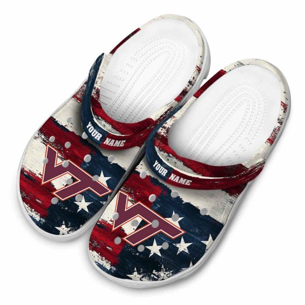 Virginia Tech Hokies Patriotic Stripes Crocs Top rated