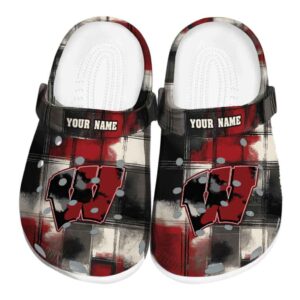 Wisconsin Badgers Plaid Fusion Crocs Fashion forward