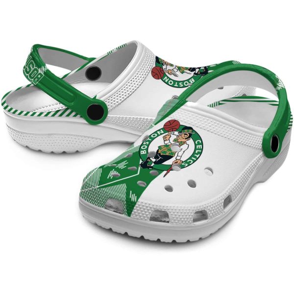 boston celtics geometric background crocs premium grade