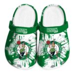 boston celtics splatter graphics crocs fashion forward