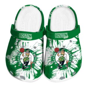 boston celtics splatter graphics crocs fashion forward