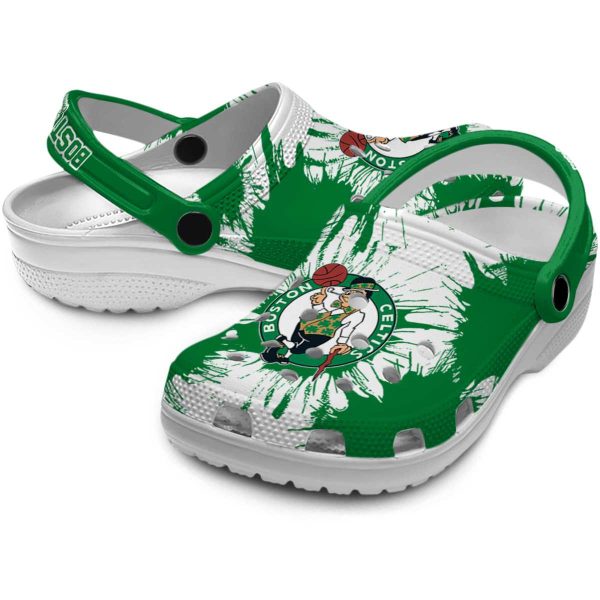 boston celtics splatter graphics crocs premium grade