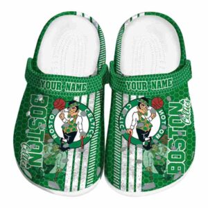 custom boston celtics contrasting stripes crocs fashion forward