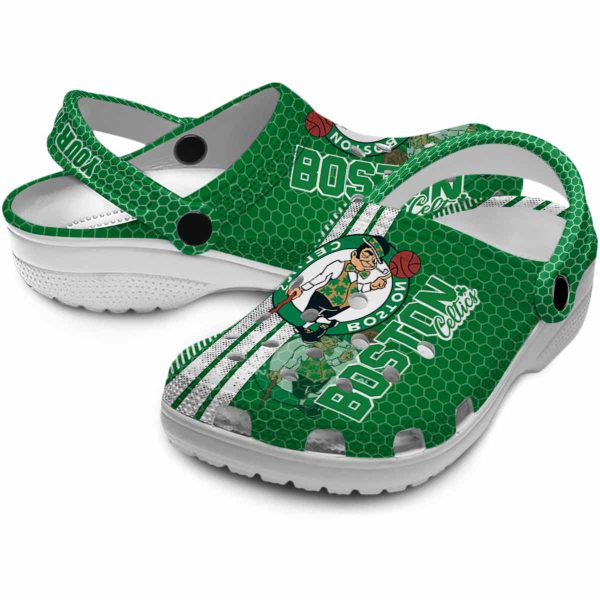 custom boston celtics contrasting stripes crocs premium grade
