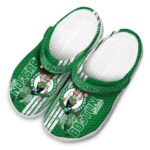 custom boston celtics contrasting stripes crocs fashion forward