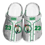 custom boston celtics pinstripe pattern crocs fashion forward