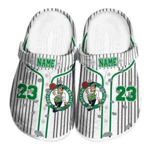 custom boston celtics pinstripe pattern crocs fashion forward