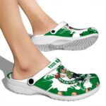 custom boston celtics splatter pattern crocs fashion forward