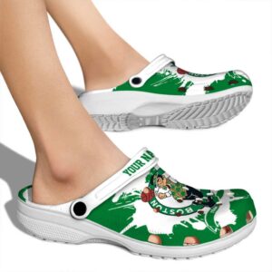 custom boston celtics splatter pattern crocs new arrival
