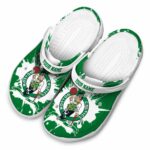 custom boston celtics splatter pattern crocs fashion forward