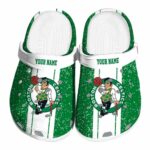 custom boston celtics vertical stripes crocs fashion forward