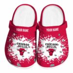 custom chicago bulls splatter background crocs fashion forward