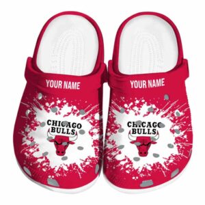 custom chicago bulls splatter background crocs fashion forward