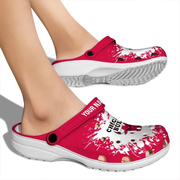 custom chicago bulls splatter background crocs new arrival
