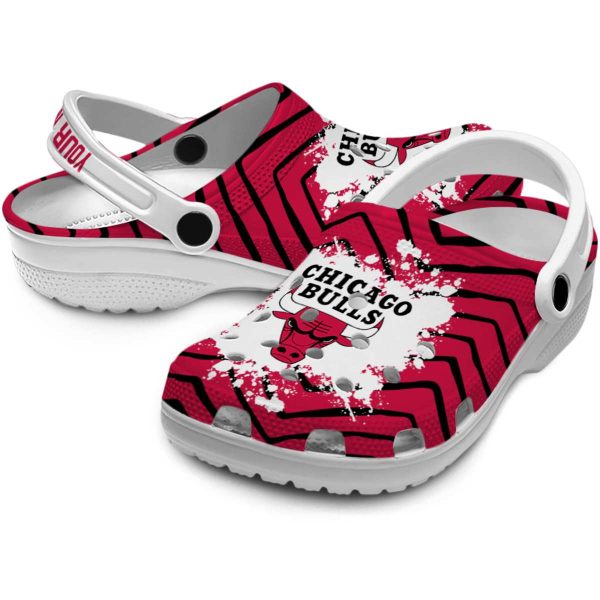 custom chicago bulls zigzag paint burst crocs premium grade