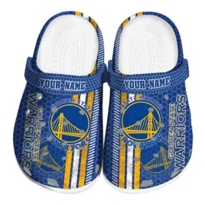 custom golden state warriors contrasting stripes crocs fashion forward
