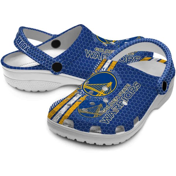 custom golden state warriors contrasting stripes crocs premium grade