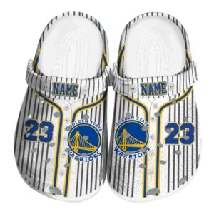 custom golden state warriors pinstripe pattern crocs fashion forward