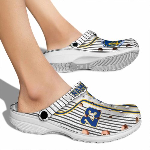 custom golden state warriors pinstripe pattern crocs new arrival