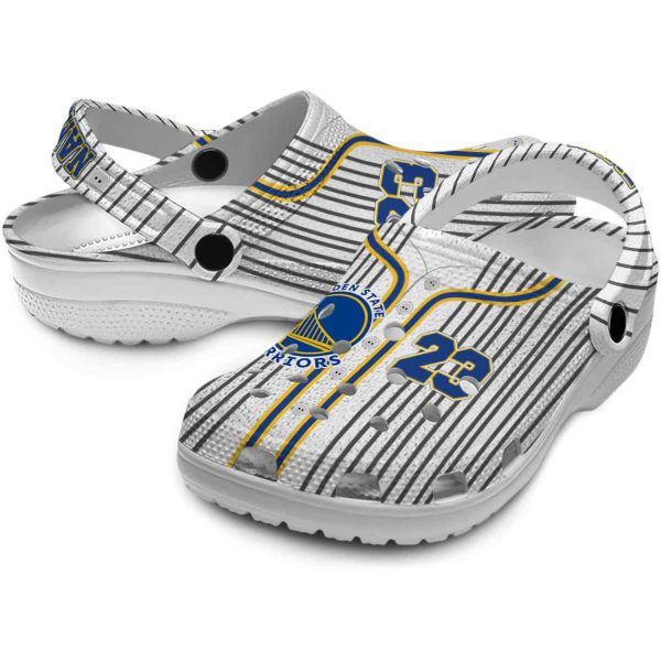 custom golden state warriors pinstripe pattern crocs premium grade