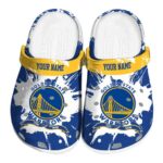 custom golden state warriors splatter pattern crocs fashion forward