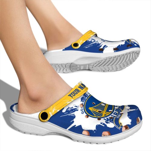custom golden state warriors splatter pattern crocs new arrival