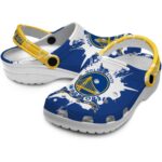 custom golden state warriors splatter pattern crocs fashion forward