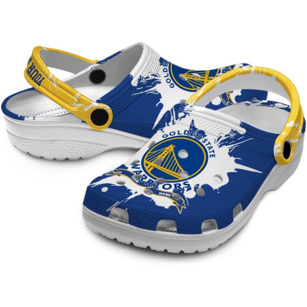 custom golden state warriors splatter pattern crocs premium grade