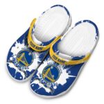 custom golden state warriors splatter pattern crocs fashion forward