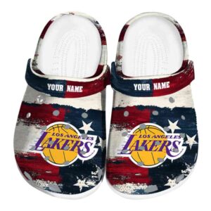 custom los angeles lakers patriotic stripes crocs fashion forward