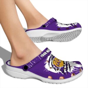 custom los angeles lakers splash motif background crocs new arrival