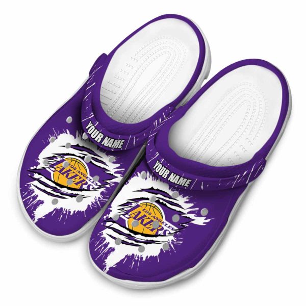 custom los angeles lakers splash motif background crocs top rated