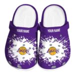custom los angeles lakers splatter background crocs fashion forward