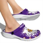 custom los angeles lakers splatter background crocs fashion forward