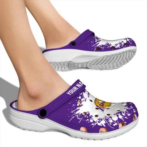 custom los angeles lakers splatter background crocs new arrival