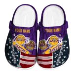 custom los angeles lakers star spangled side pattern crocs fashion forward