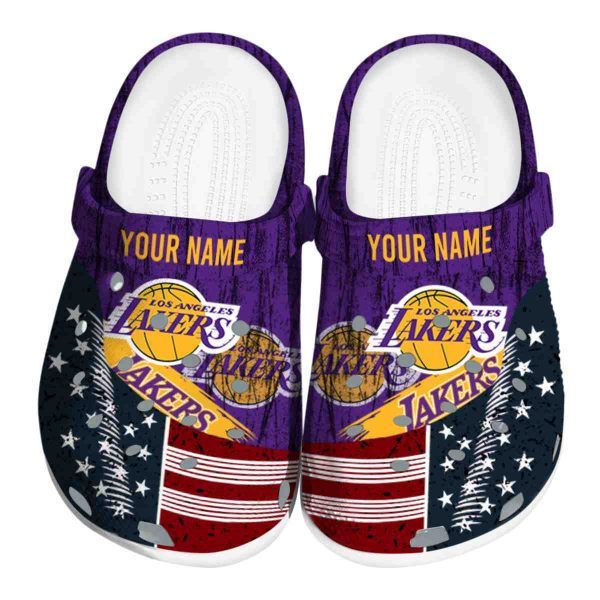 custom los angeles lakers star spangled side pattern crocs fashion forward
